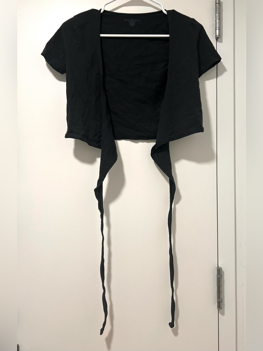 Brandy Melville Black Tie-Front Cropped Top